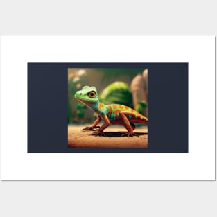 Brightly Coloured Lizard in the Desert Posters and Art